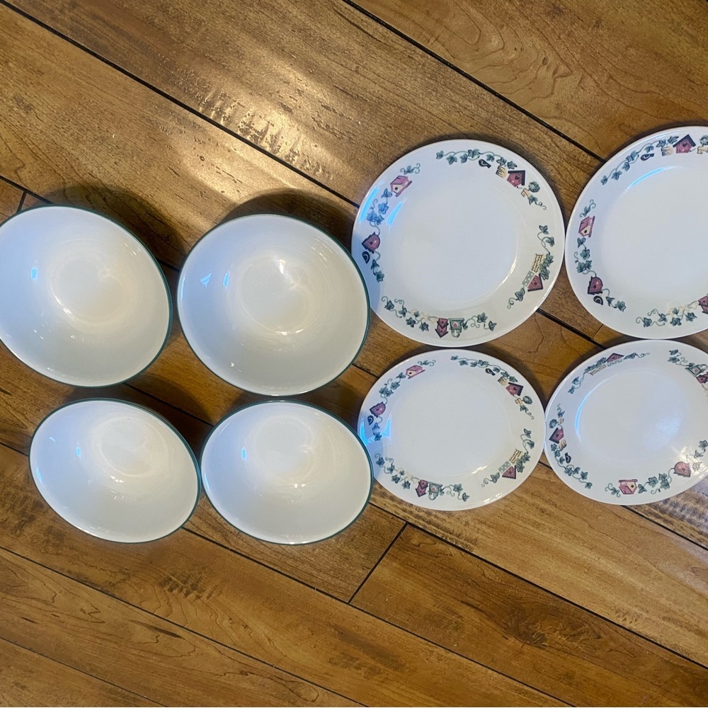 Corelle vintage discontinued Garden Home desert plates and cereal bowls